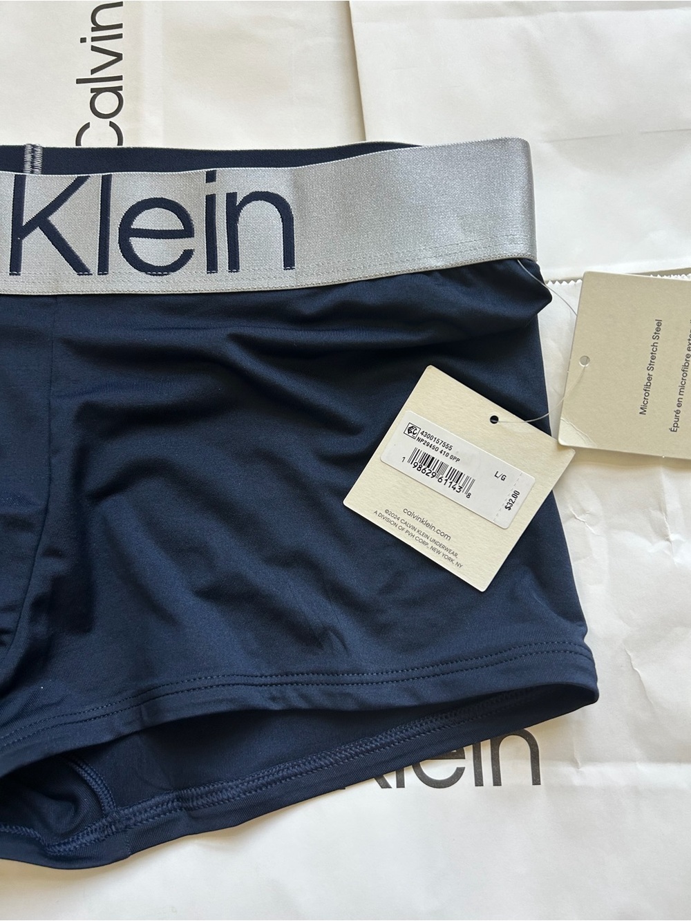 Calvin Klein Men Microfiber Stretch steel low rise trunks dark blue/ navy new - Picture 12 of 16